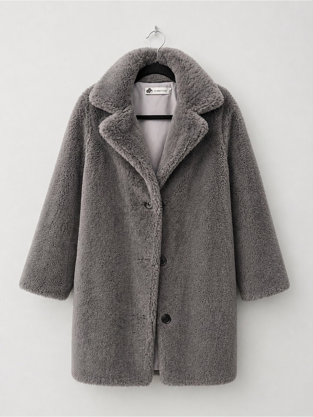 Women’s Grey Faux Fur Teddy Coat